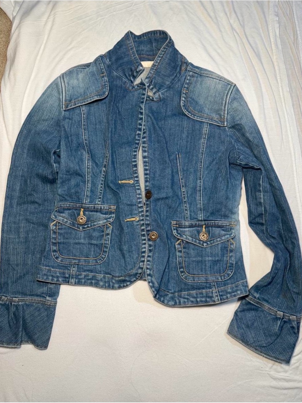 DKNY Medium Blue Denim Jacket with Front Pockets